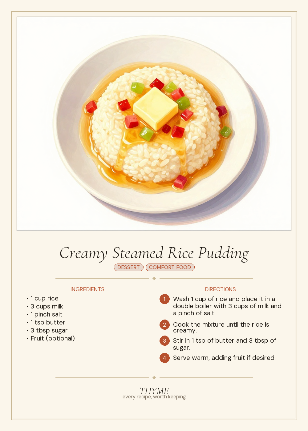 Creamy Steamed Rice Pudding