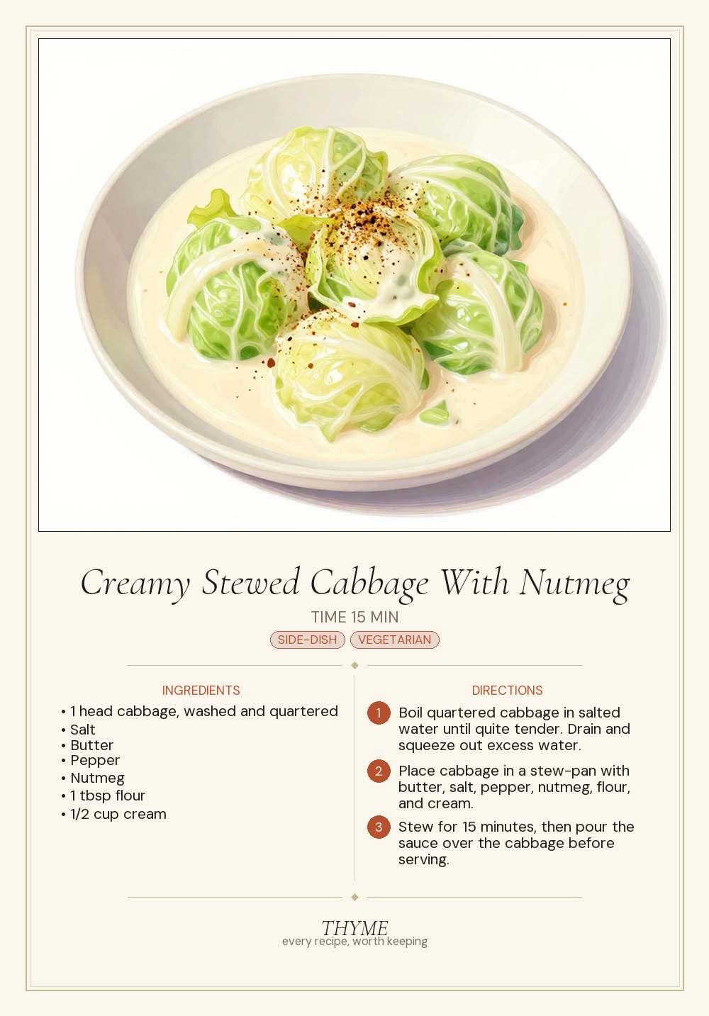 Creamy Stewed Cabbage With Nutmeg