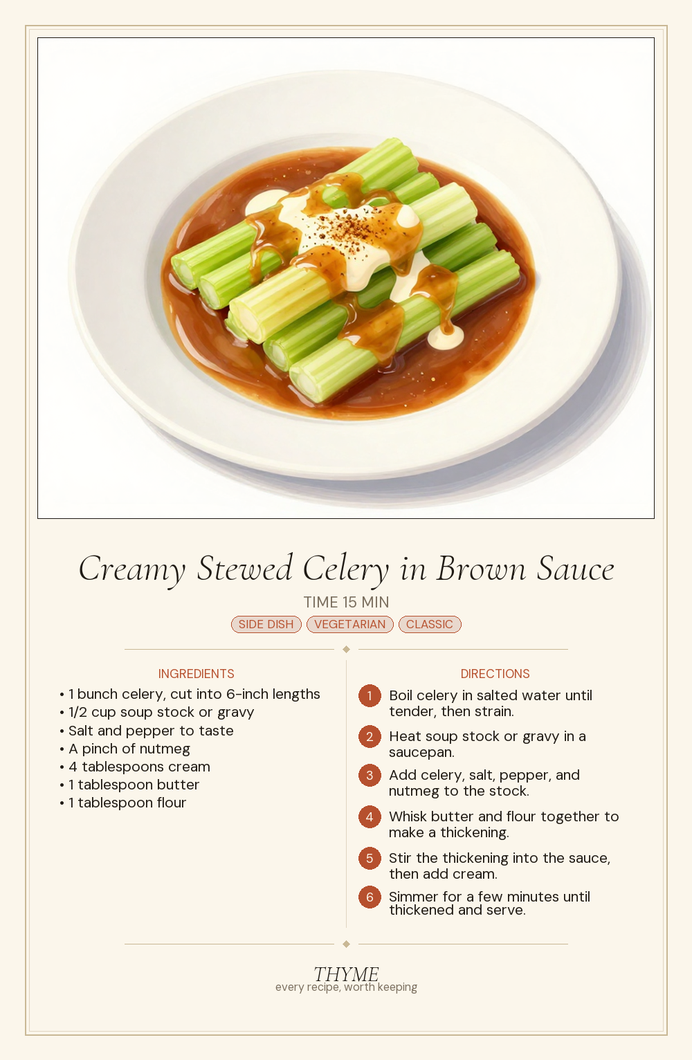 Creamy Stewed Celery in Brown Sauce