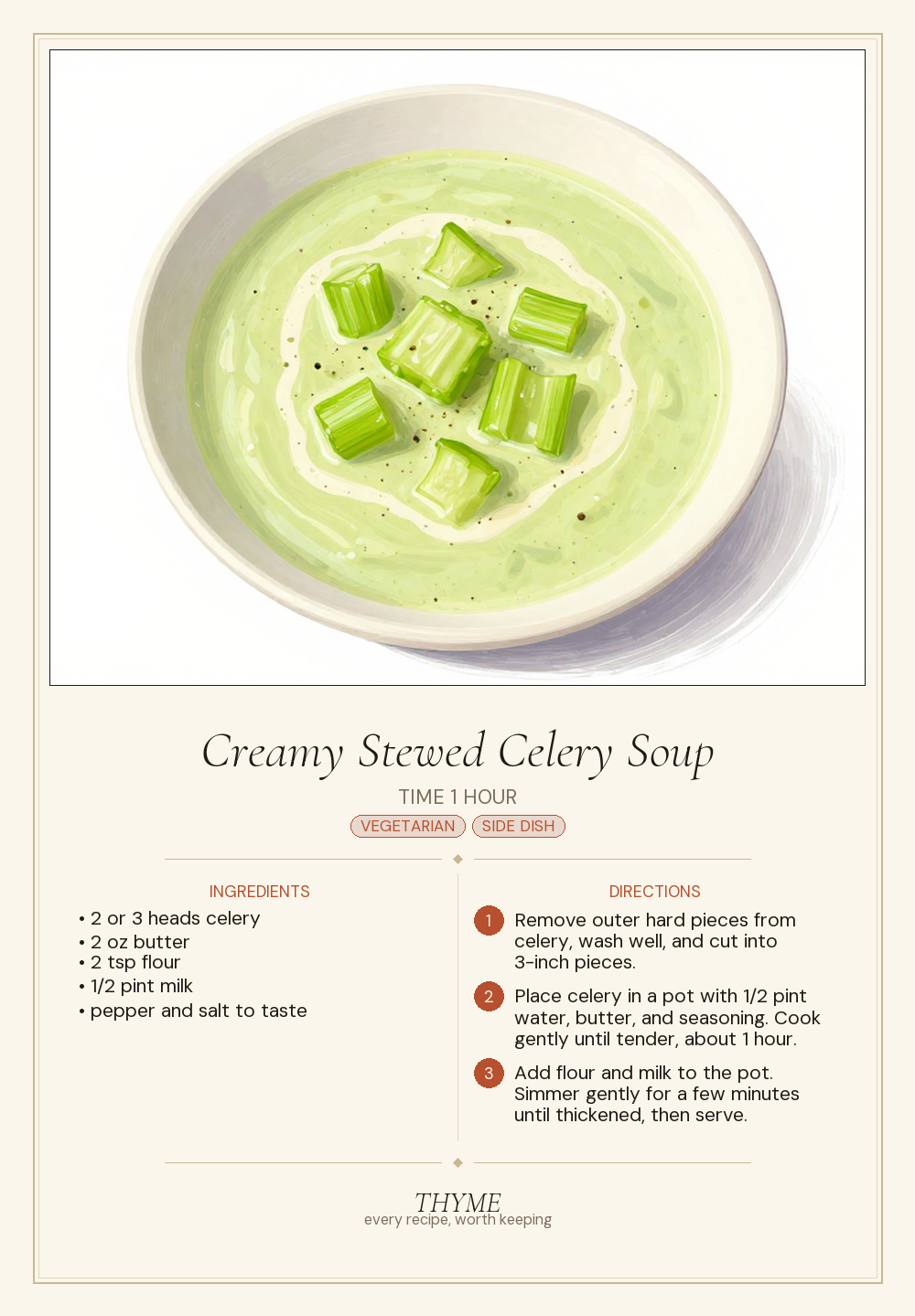 Creamy Stewed Celery Soup