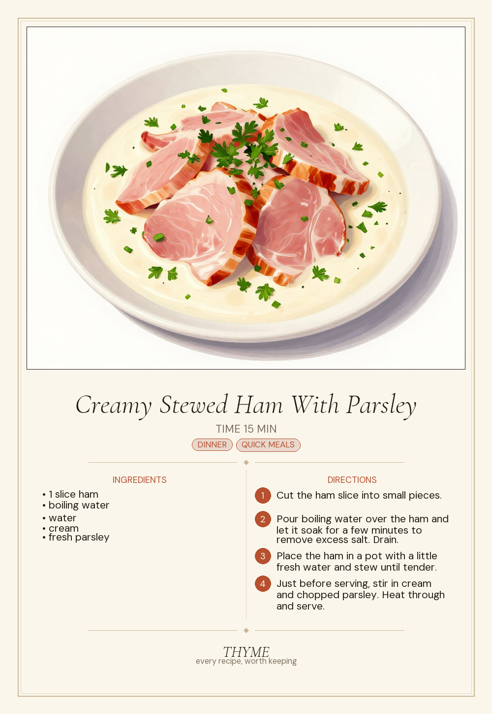 Creamy Stewed Ham With Parsley
