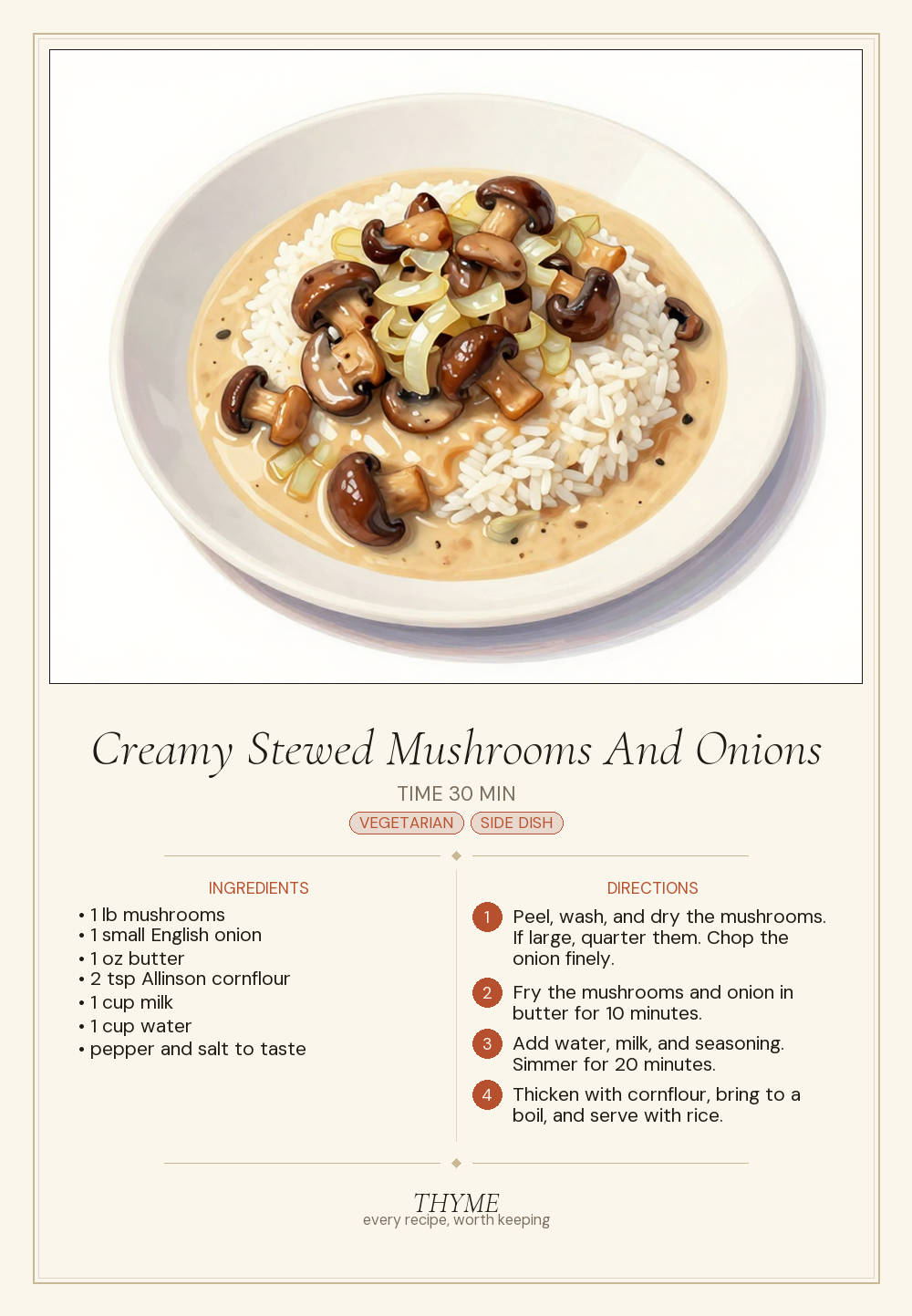 Creamy Stewed Mushrooms And Onions