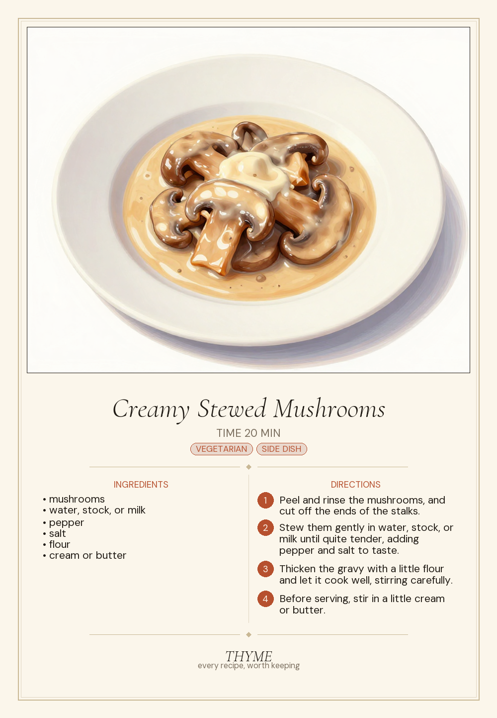Creamy Stewed Mushrooms