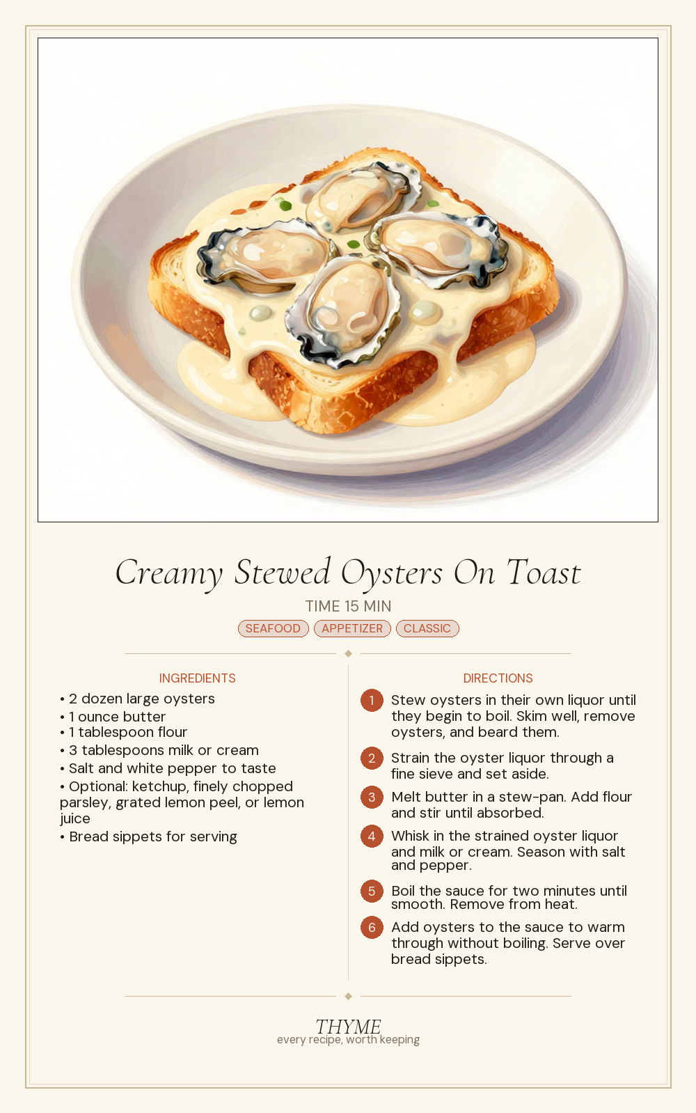 Creamy Stewed Oysters On Toast