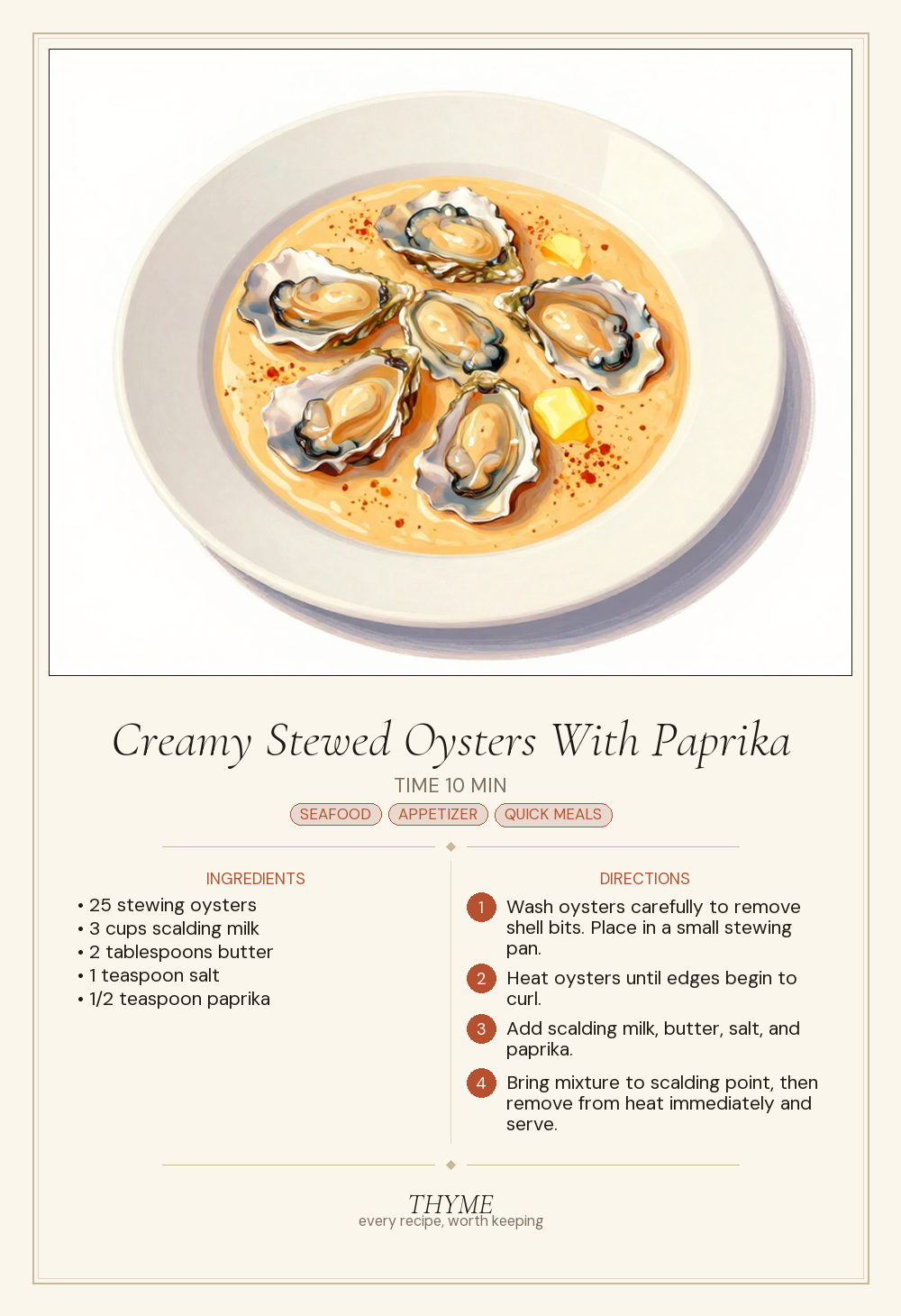 Creamy Stewed Oysters With Paprika