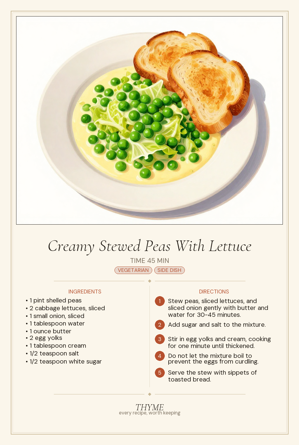 Creamy Stewed Peas With Lettuce