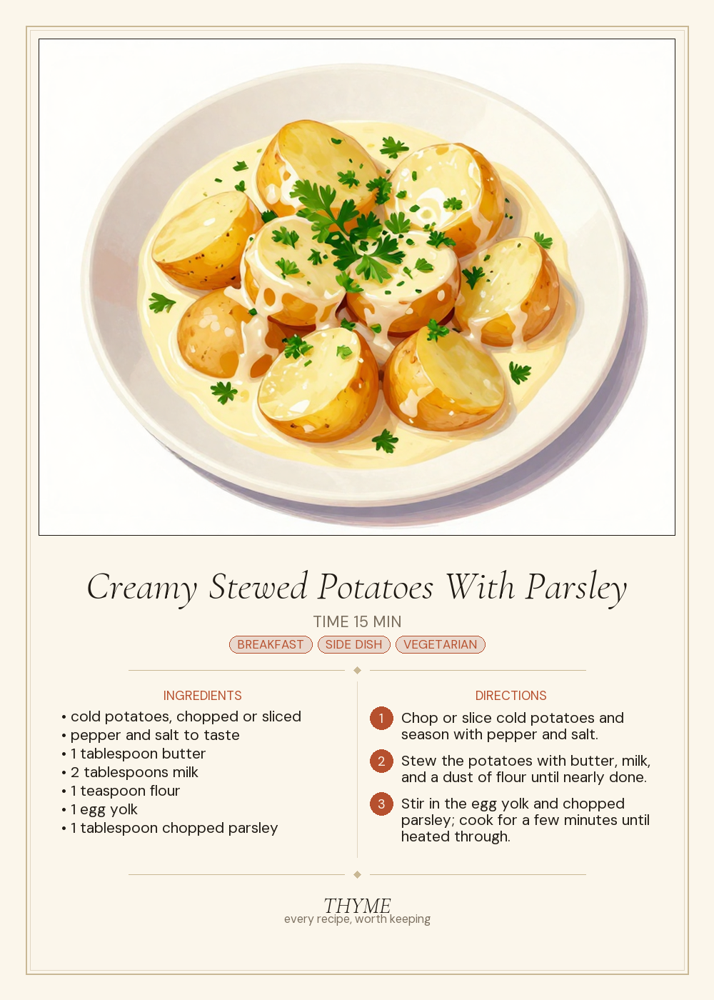 Creamy Stewed Potatoes With Parsley