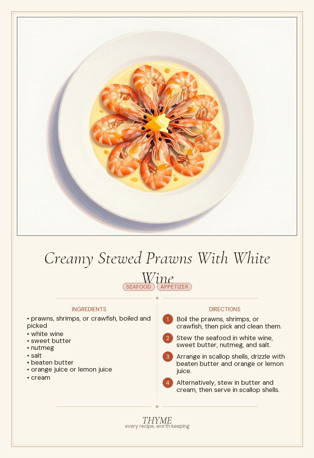 Creamy Stewed Prawns With White Wine
