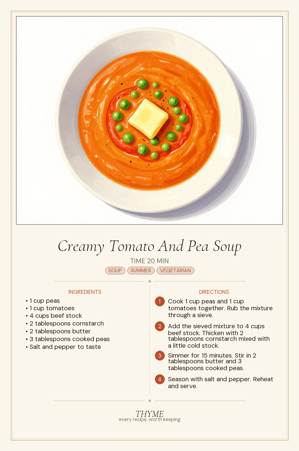 Creamy Tomato And Pea Soup