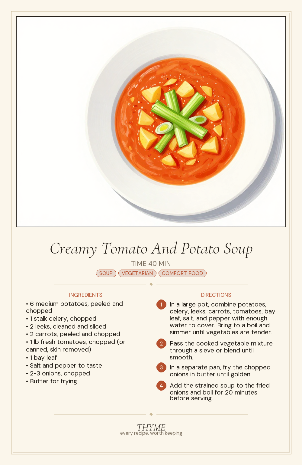 Creamy Tomato And Potato Soup