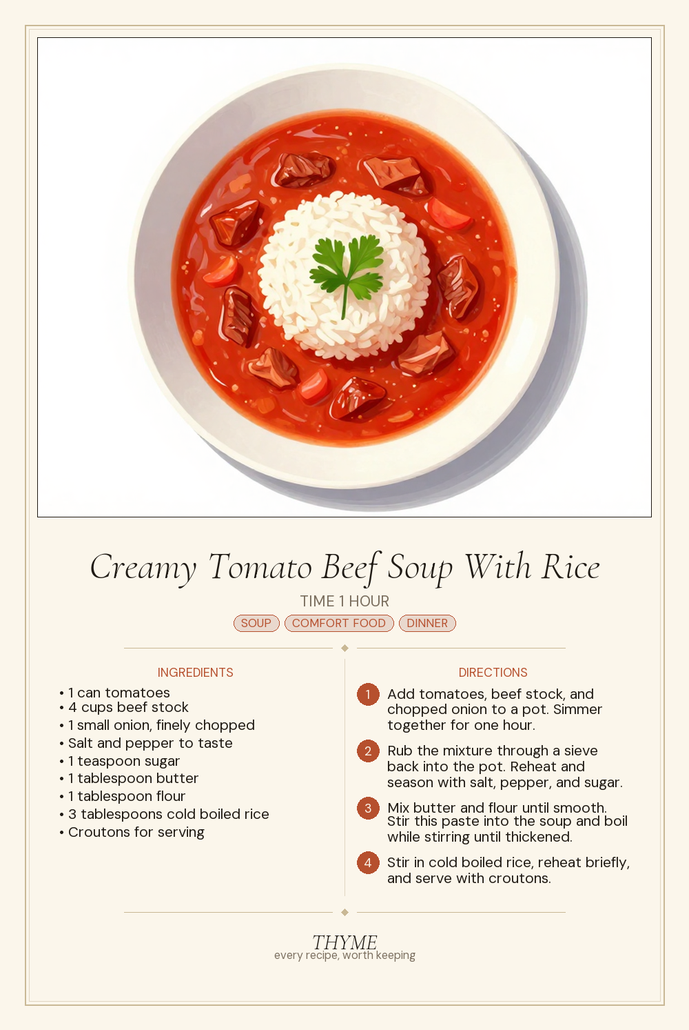 Creamy Tomato Beef Soup With Rice