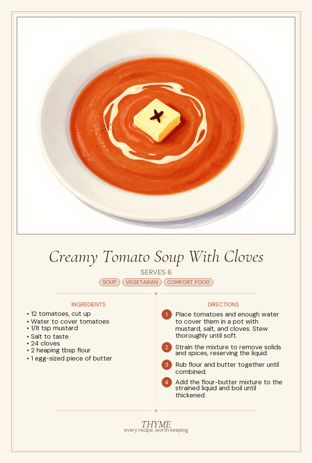 Creamy Tomato Soup With Cloves