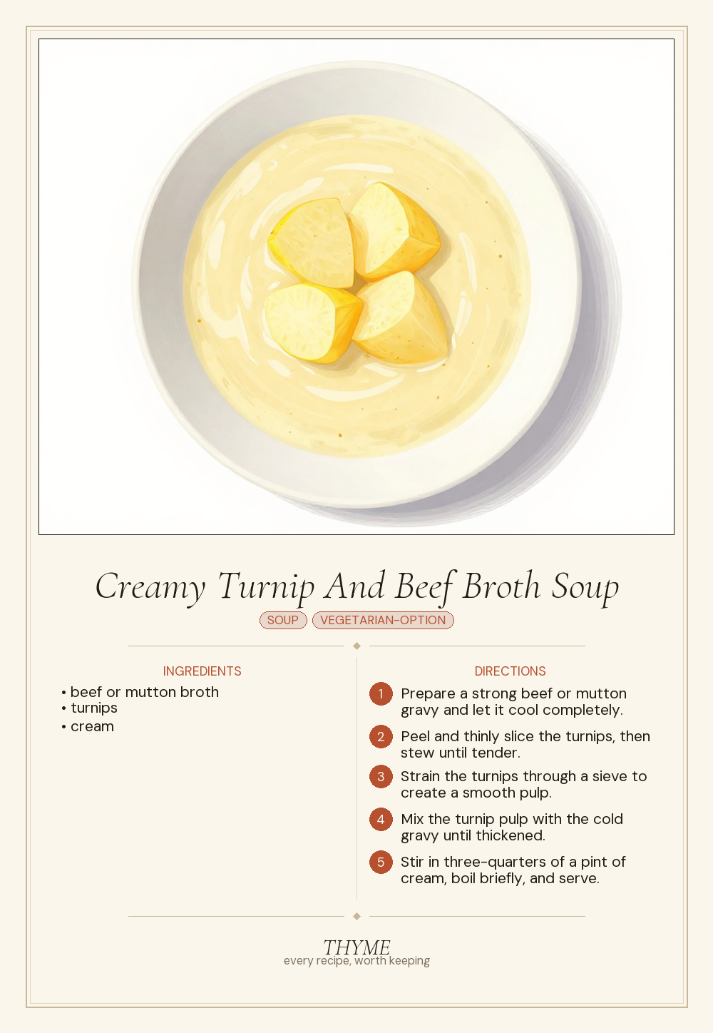 Creamy Turnip And Beef Broth Soup
