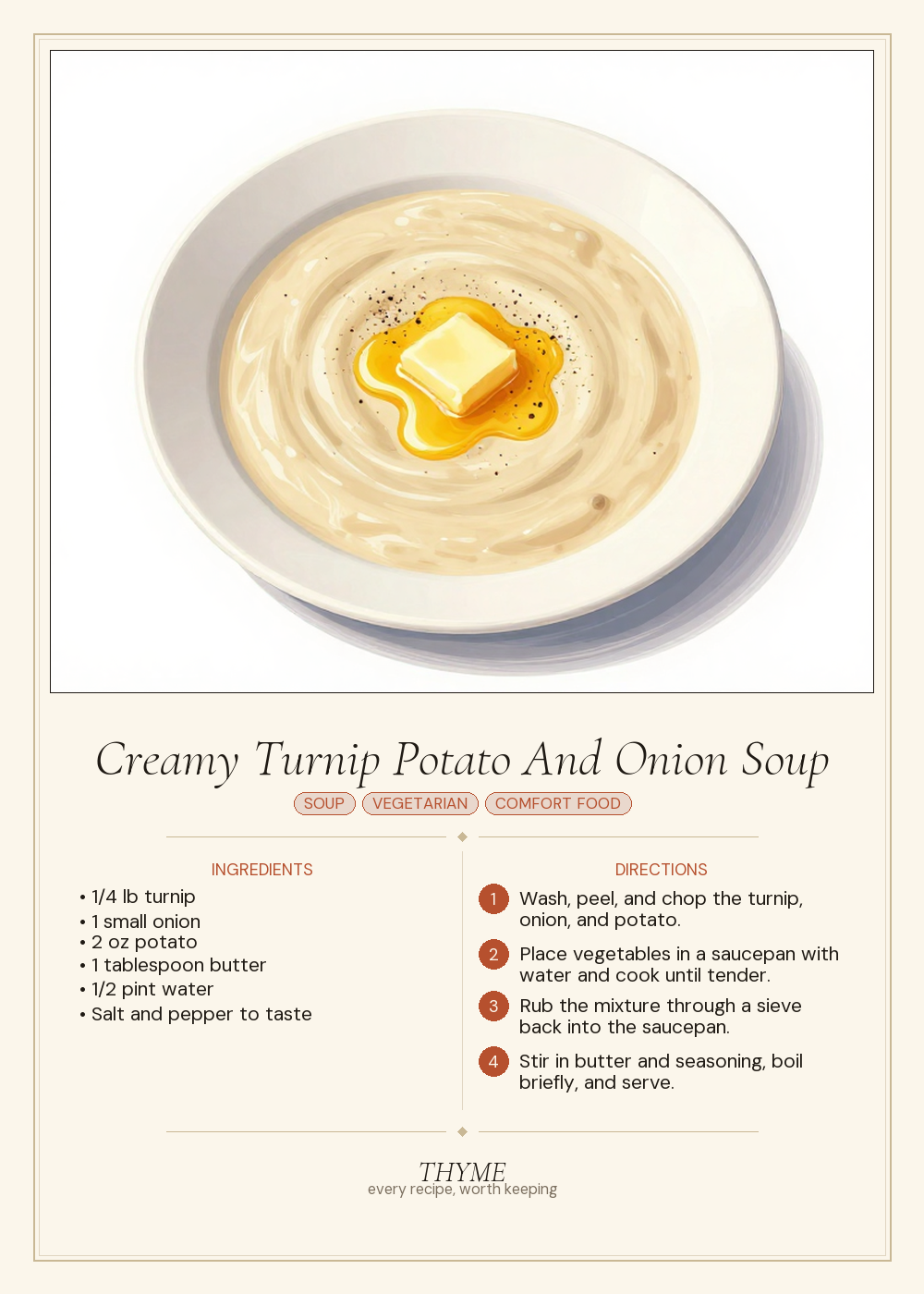 Creamy Turnip Potato And Onion Soup