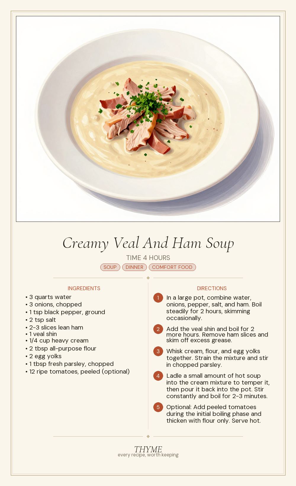 Creamy Veal And Ham Soup
