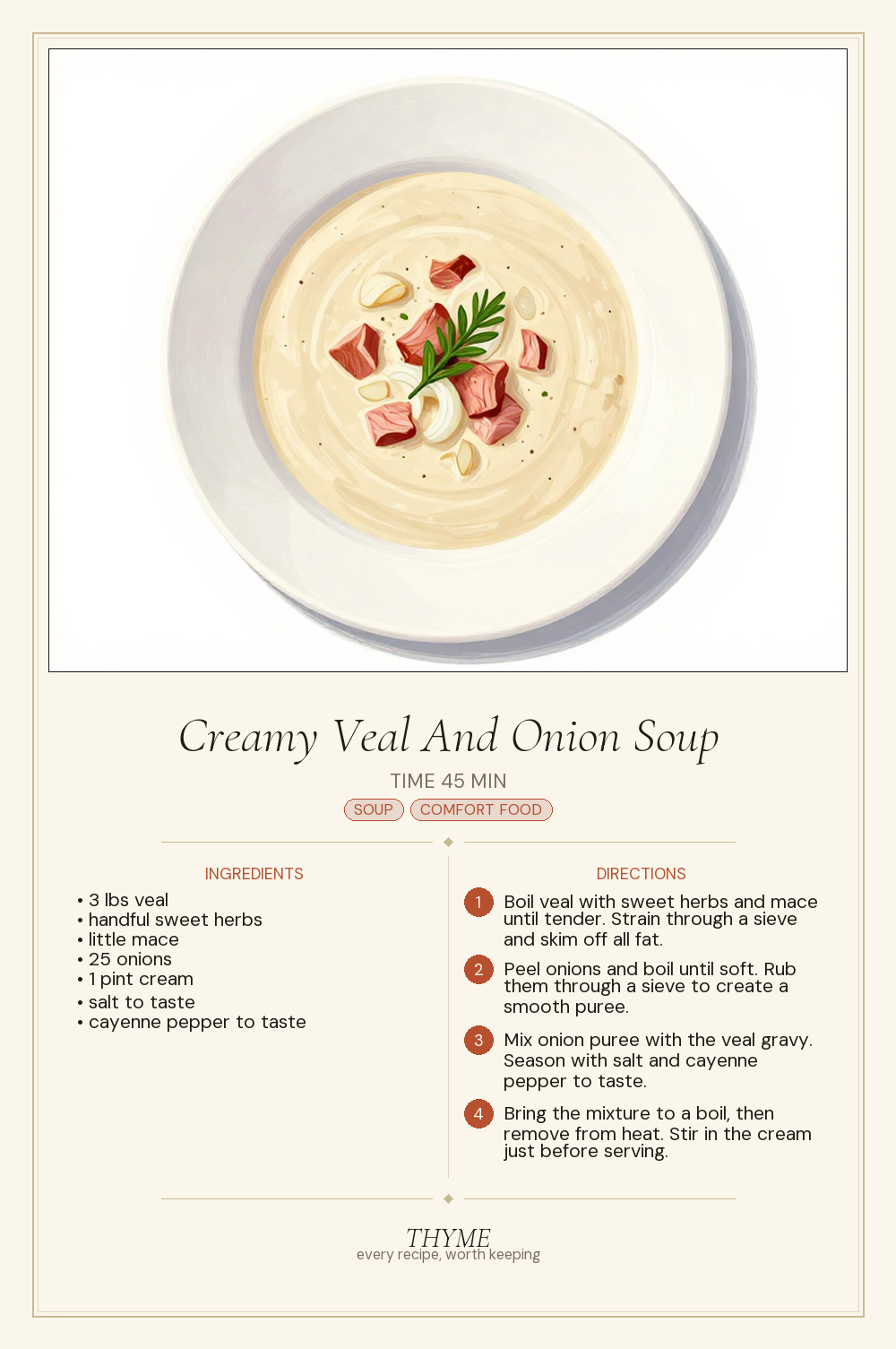 Creamy Veal And Onion Soup