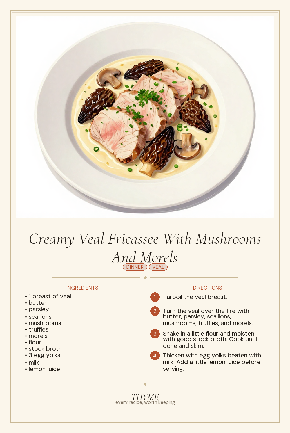Creamy Veal Fricassee With Mushrooms And Morels