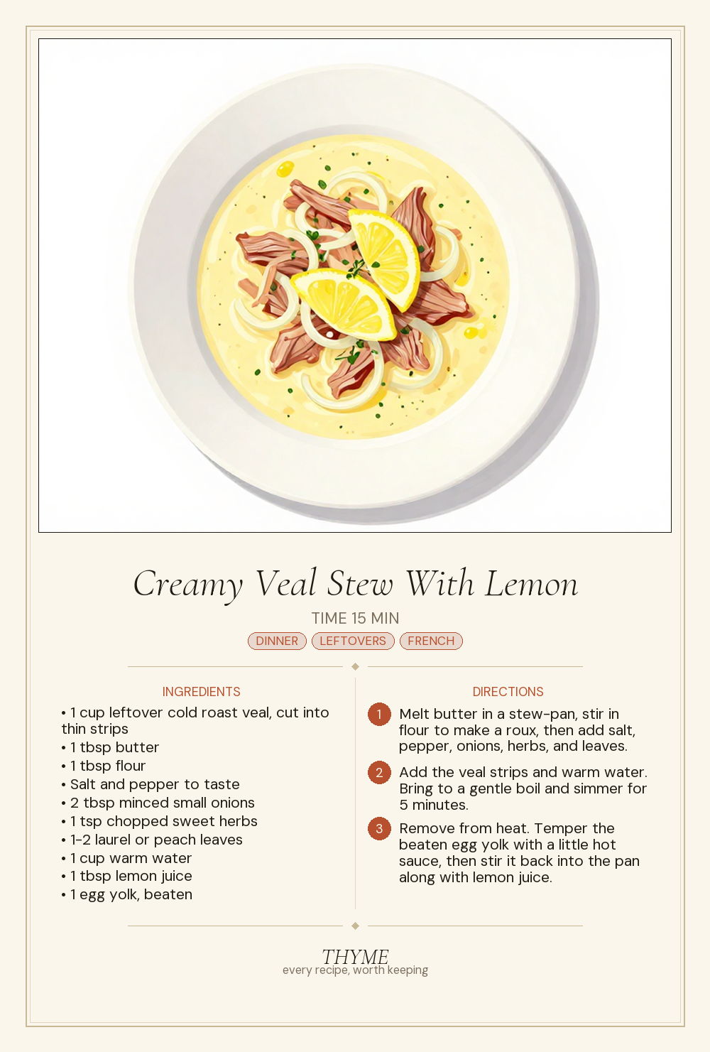 Creamy Veal Stew With Lemon
