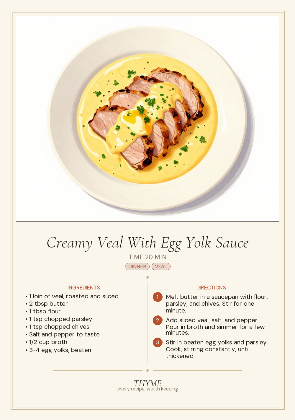 Creamy Veal With Egg Yolk Sauce