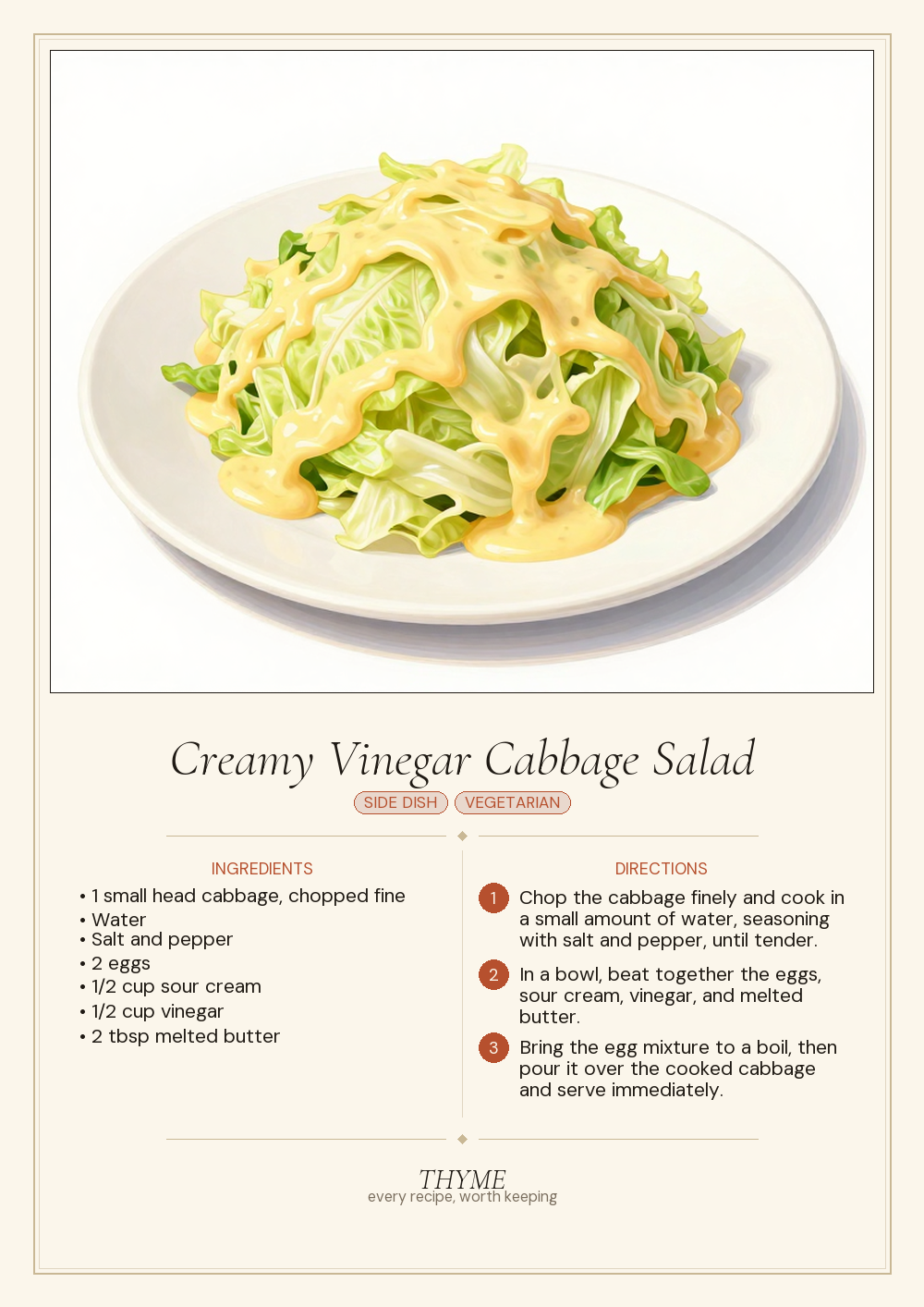 Creamy Vinegar Cabbage Salad