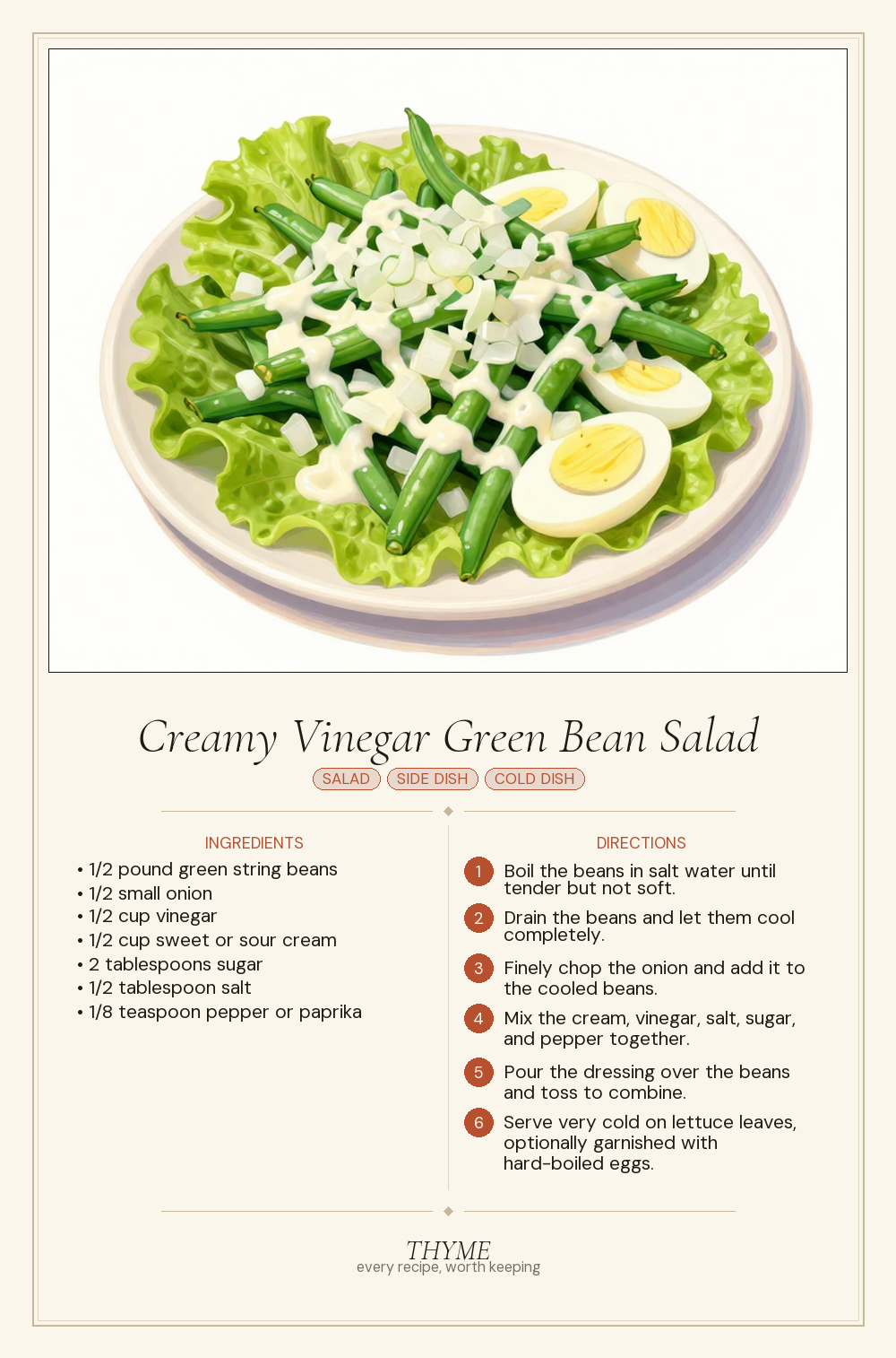 Creamy Vinegar Green Bean Salad