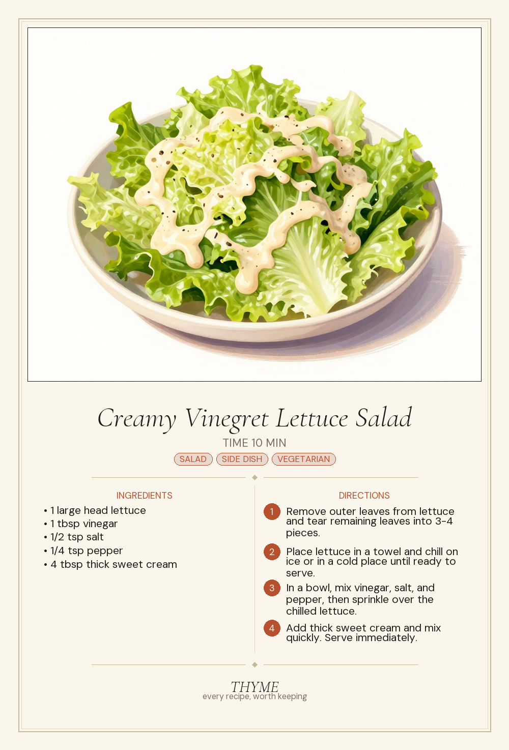 Creamy Vinegret Lettuce Salad