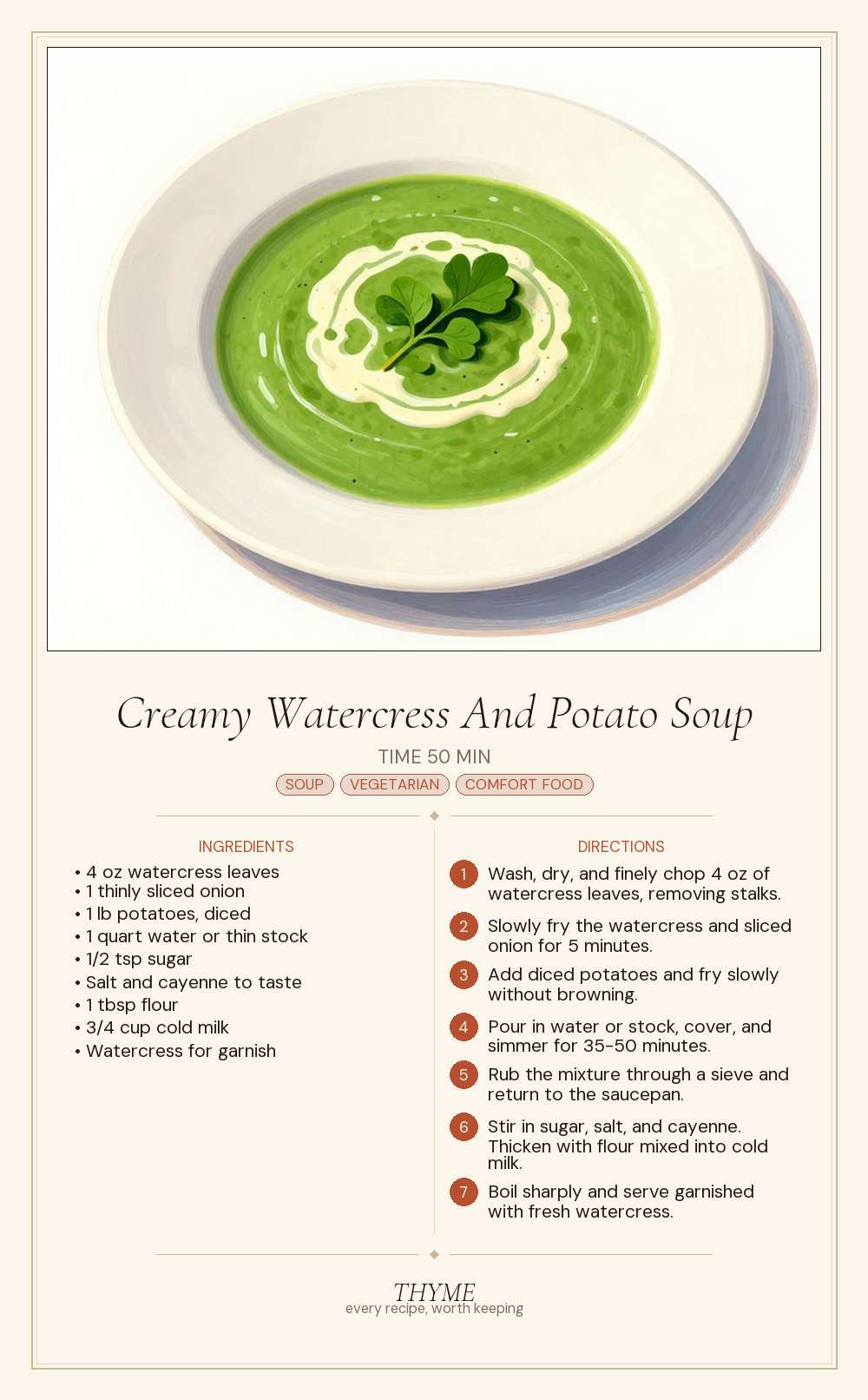 Creamy Watercress And Potato Soup