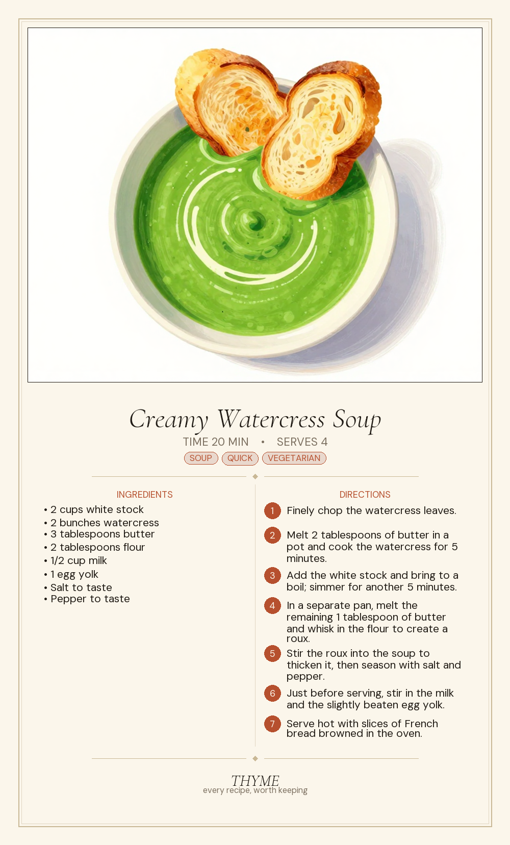 Creamy Watercress Soup