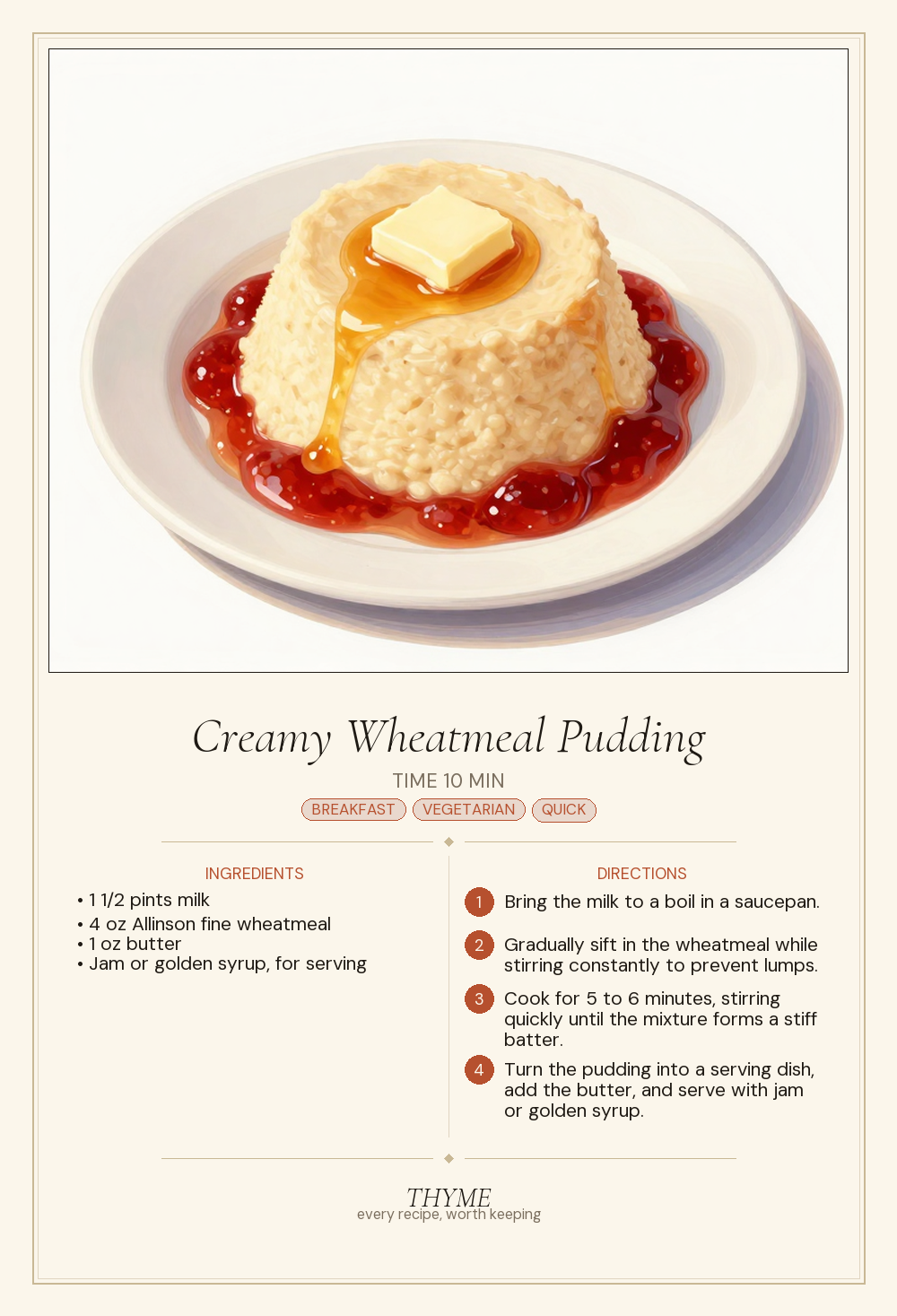 Creamy Wheatmeal Pudding
