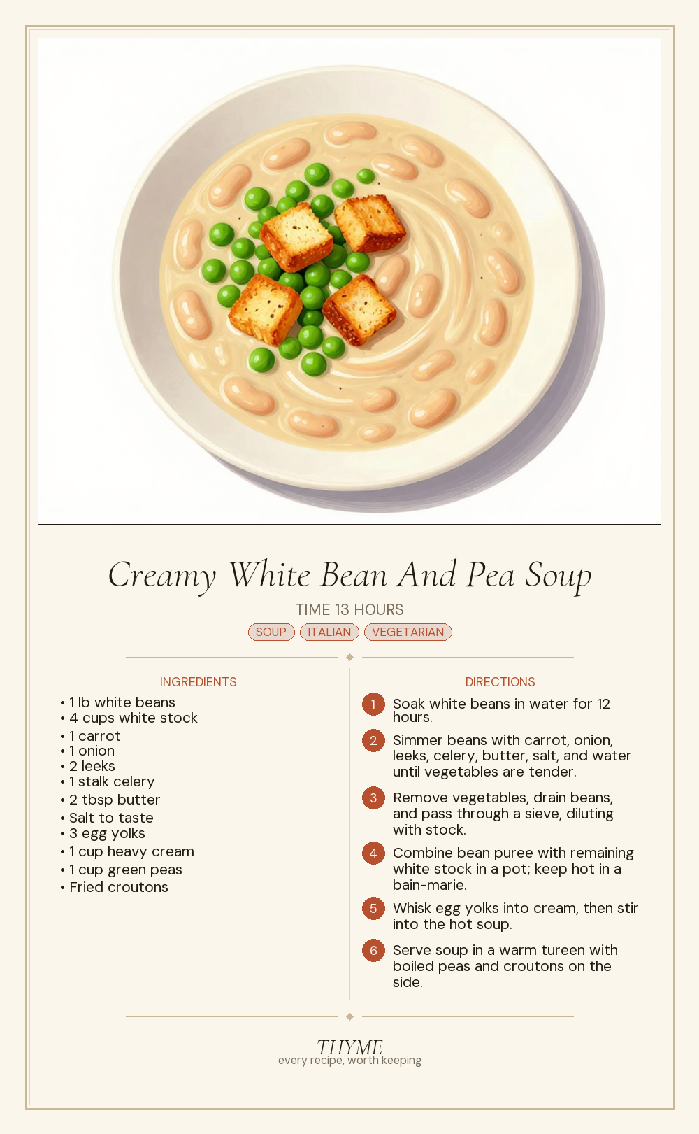 Creamy White Bean And Pea Soup