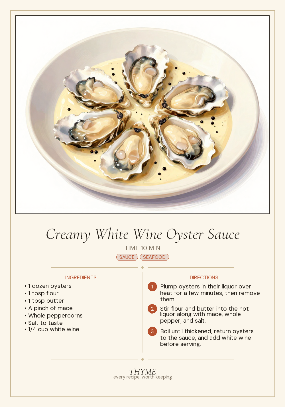 Creamy White Wine Oyster Sauce