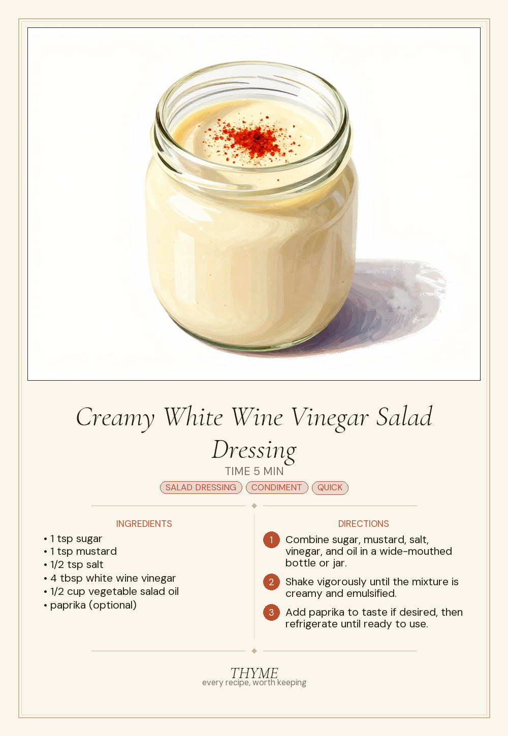 Creamy White Wine Vinegar Salad Dressing