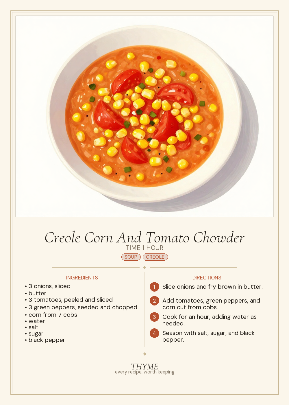 Creole Corn And Tomato Chowder