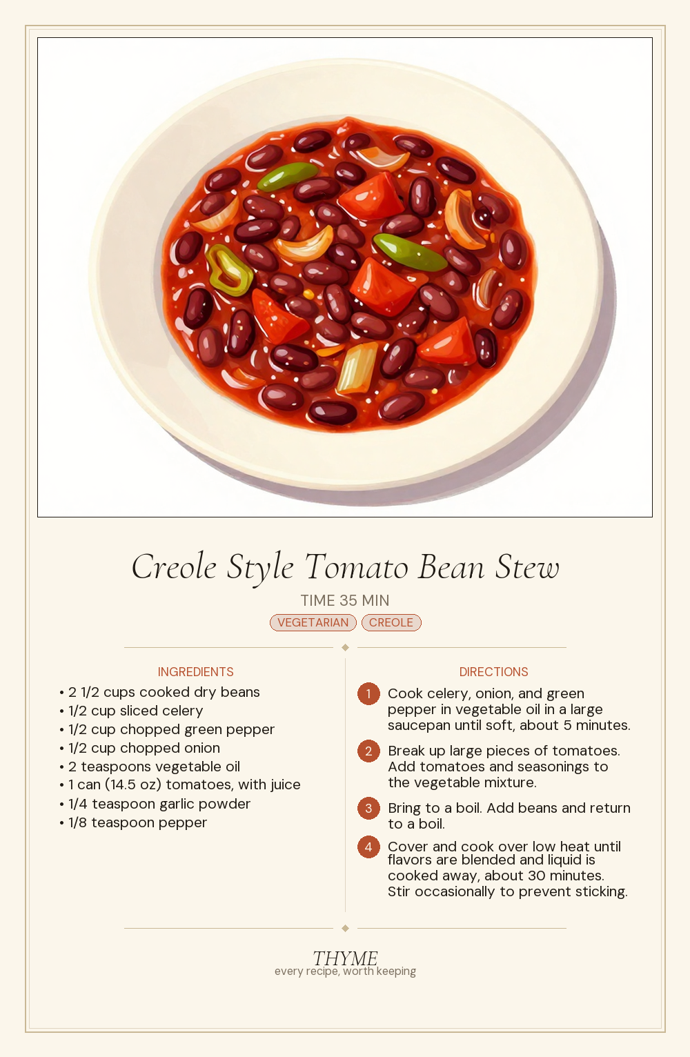Creole Style Tomato Bean Stew