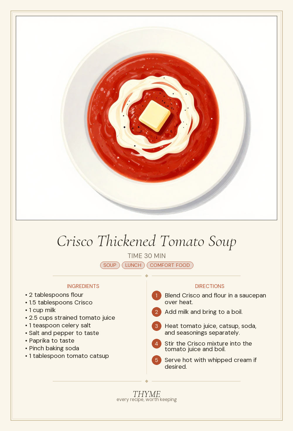 Crisco Thickened Tomato Soup