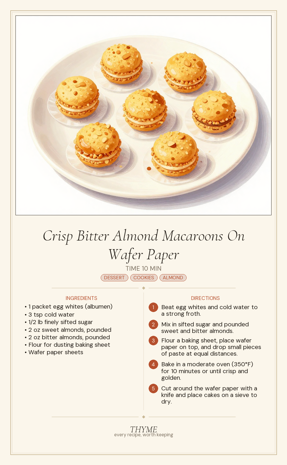 Crisp Bitter Almond Macaroons On Wafer Paper