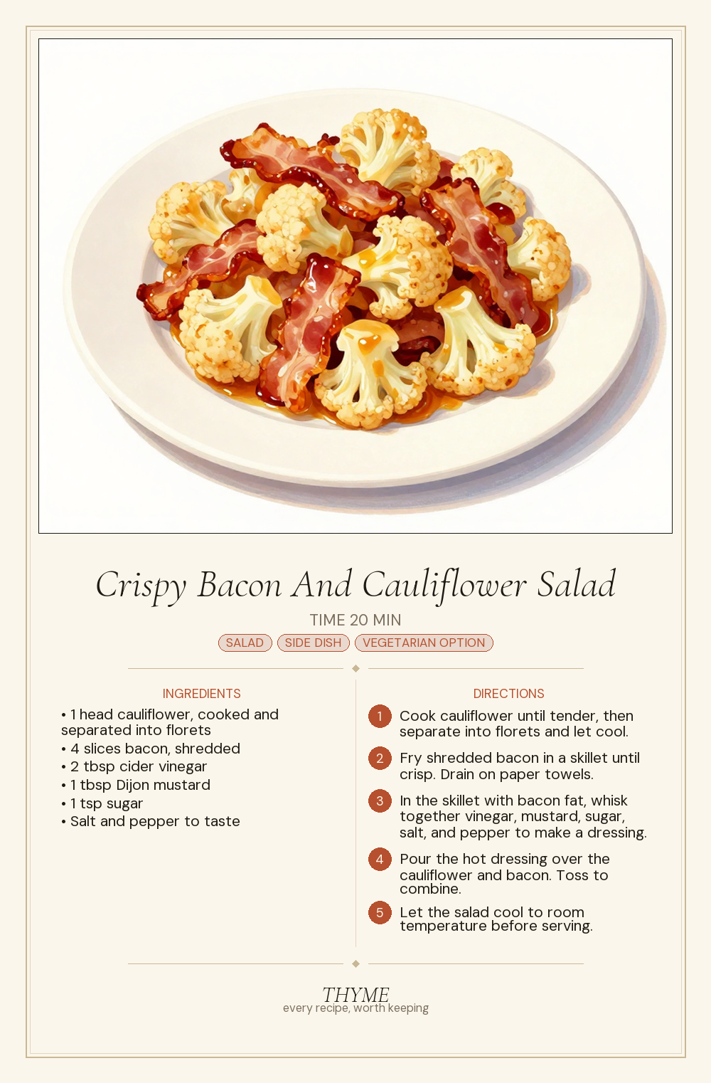 Crispy Bacon And Cauliflower Salad