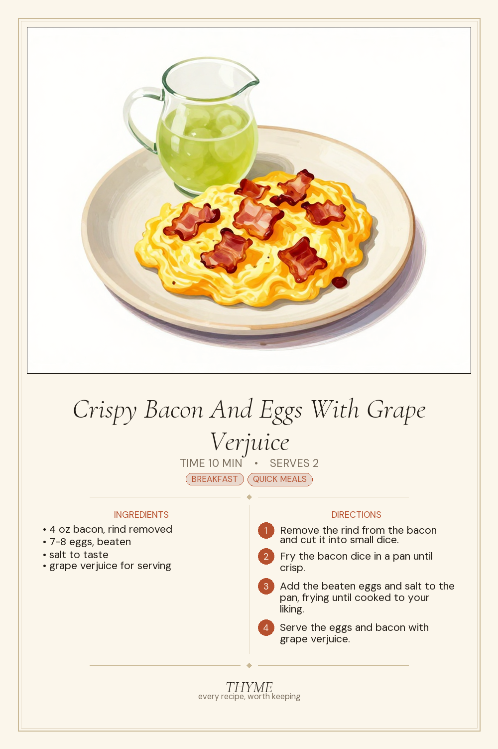 Crispy Bacon And Eggs With Grape Verjuice