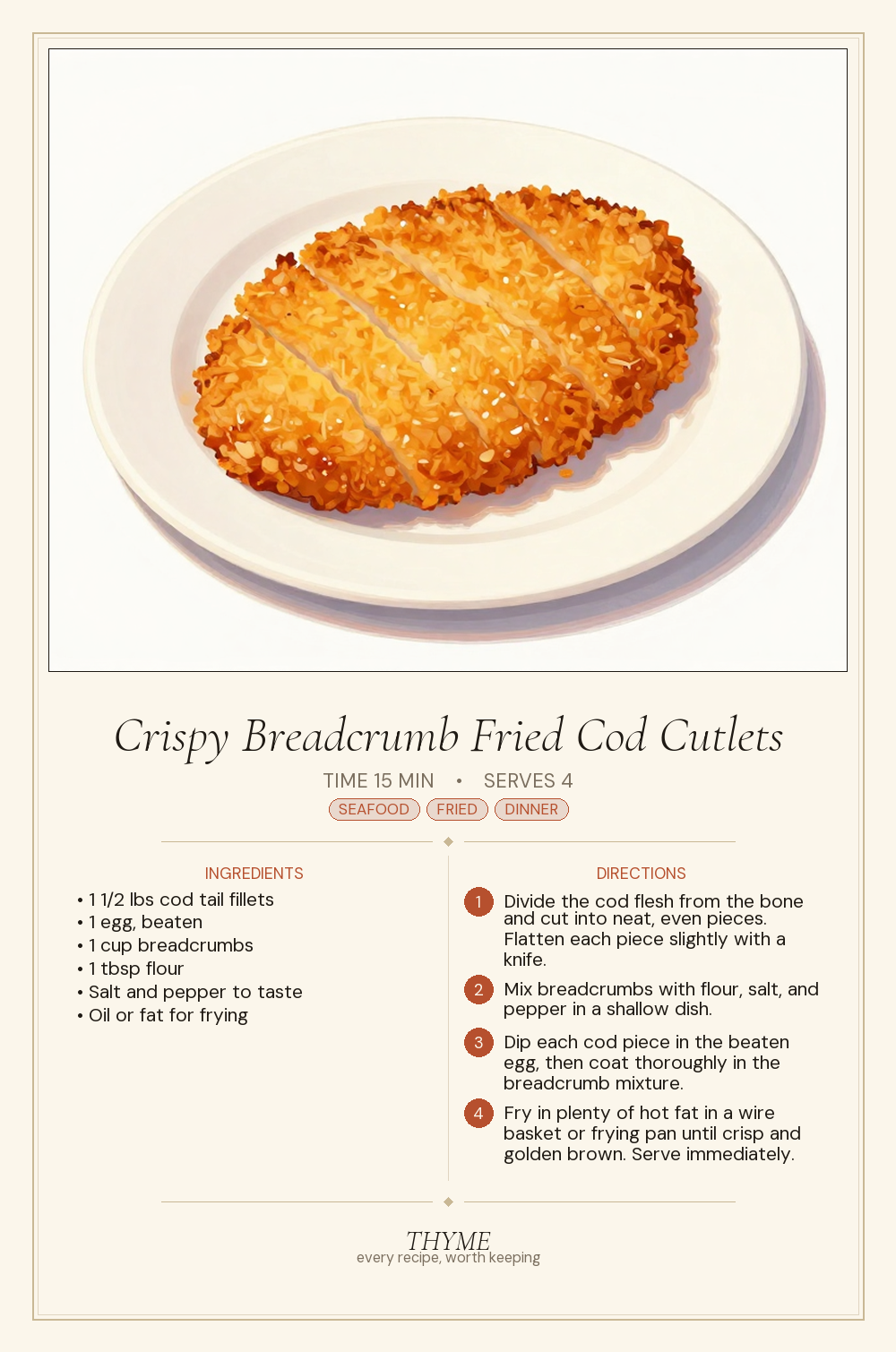 Crispy Breadcrumb Fried Cod Cutlets