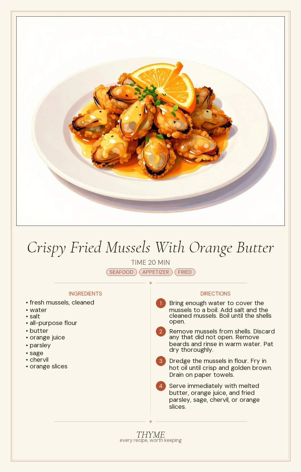 Crispy Fried Mussels With Orange Butter