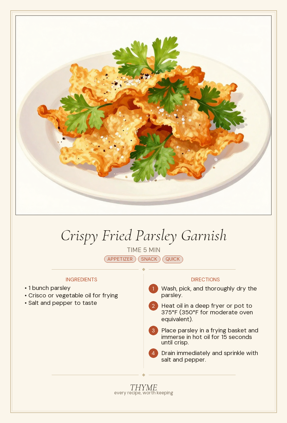 Crispy Fried Parsley Garnish