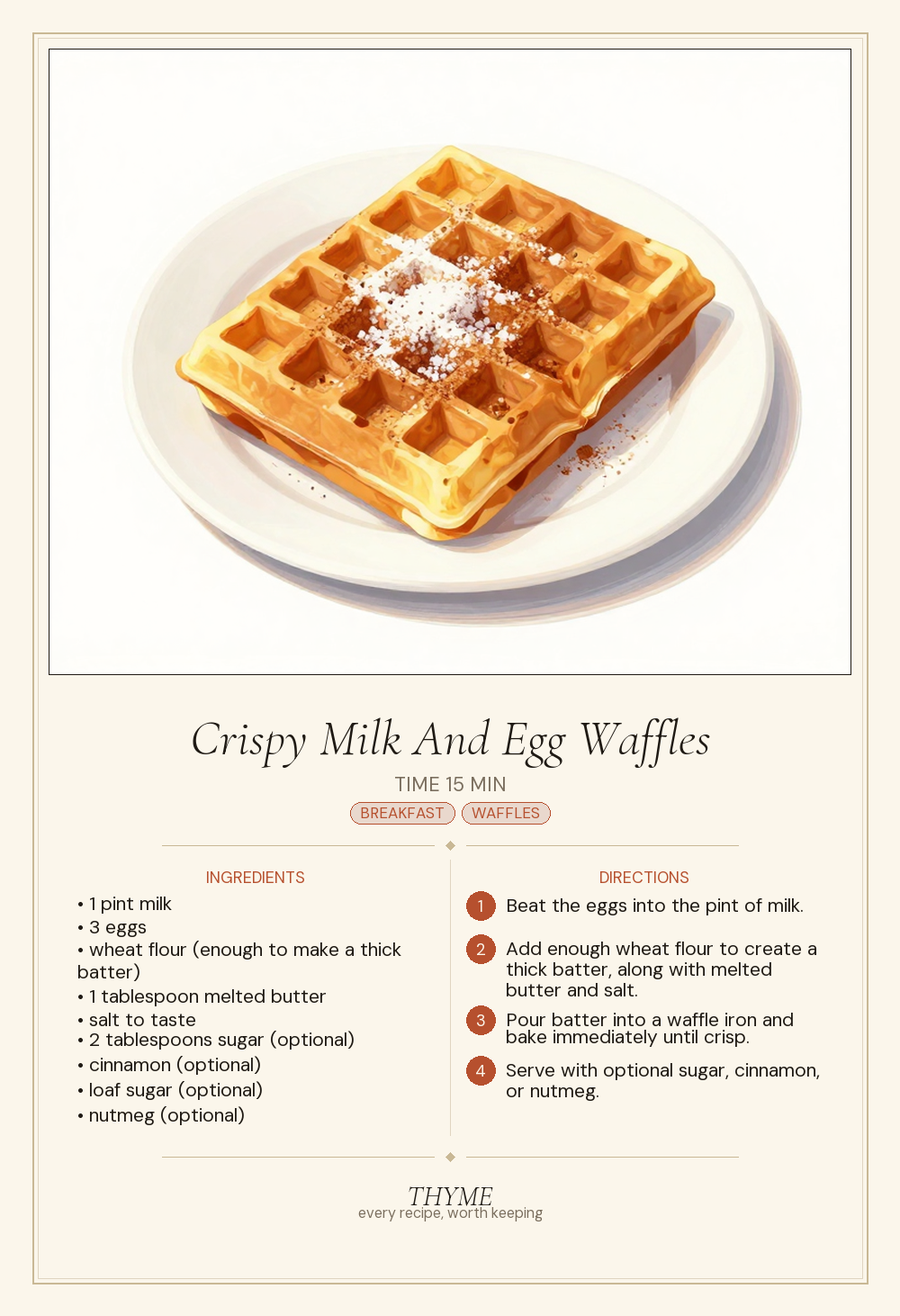 Crispy Milk And Egg Waffles