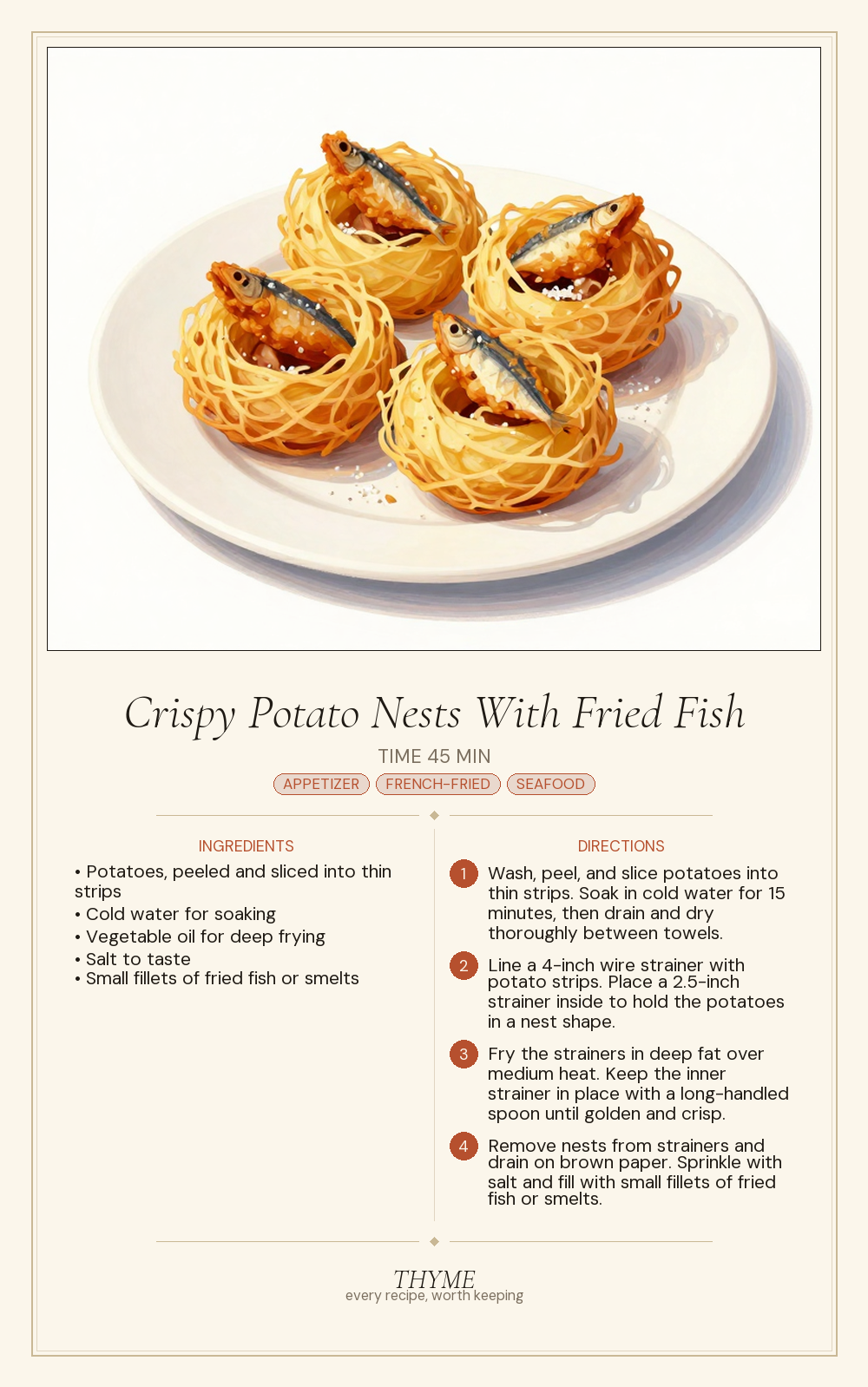Crispy Potato Nests With Fried Fish