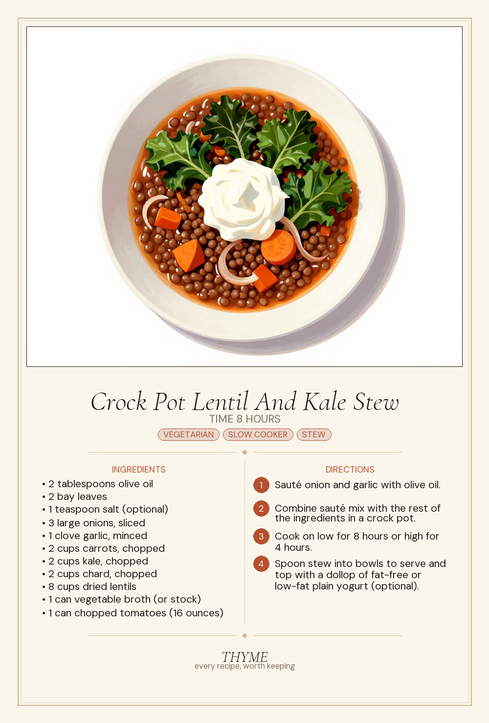 Crock Pot Lentil And Kale Stew