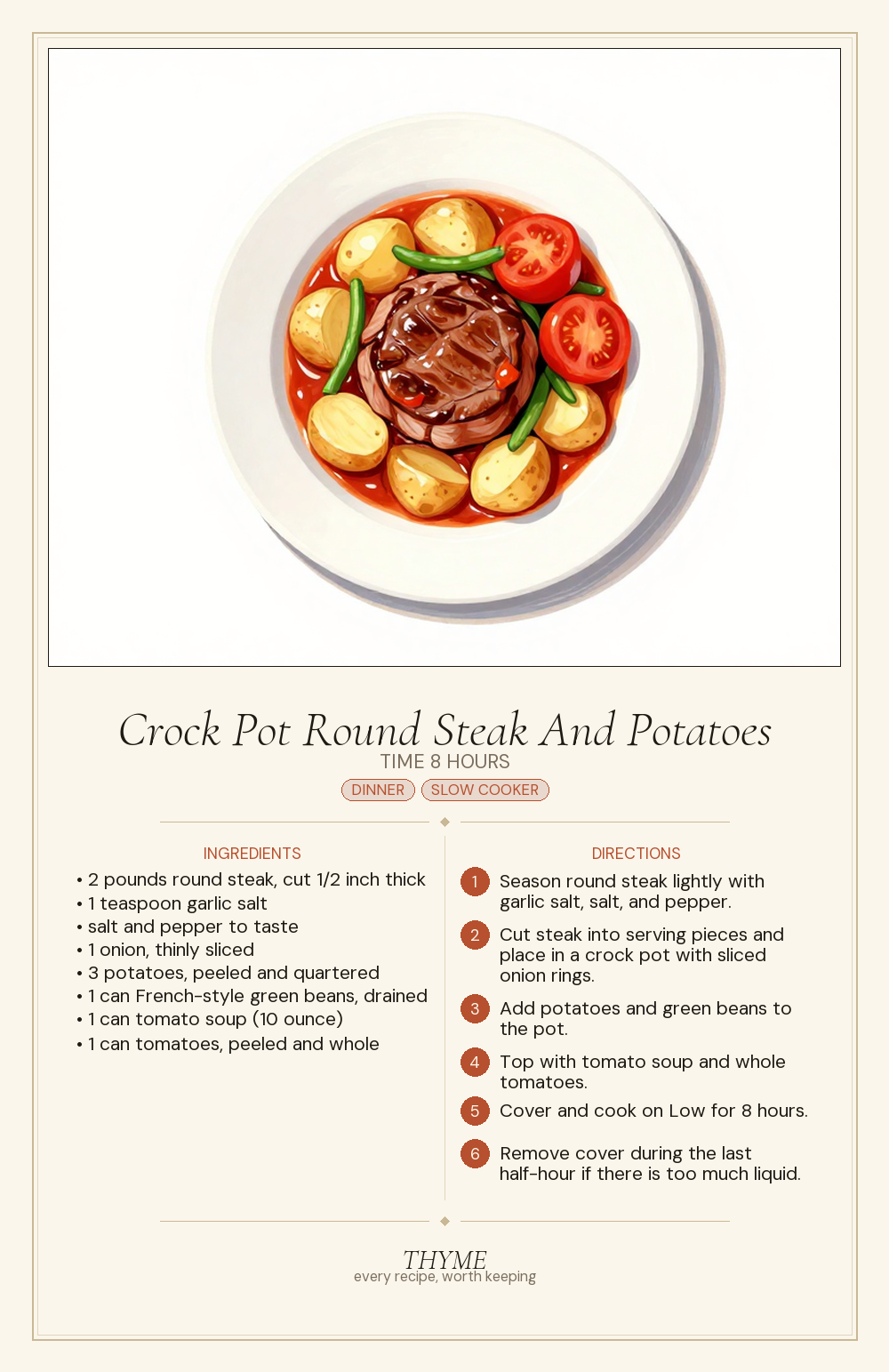 Crock Pot Round Steak And Potatoes