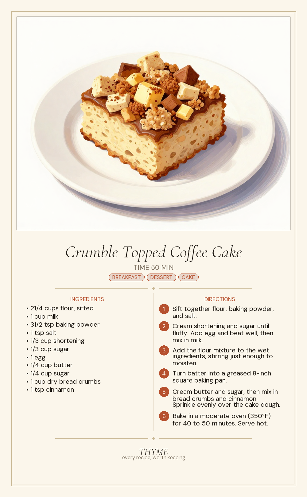 Crumble Topped Coffee Cake