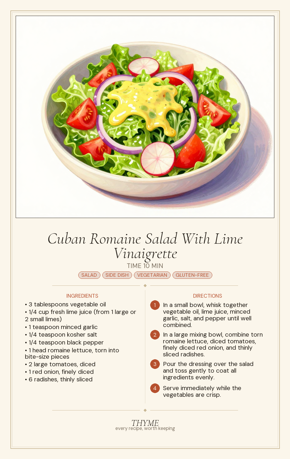 Cuban Romaine Salad With Lime Vinaigrette