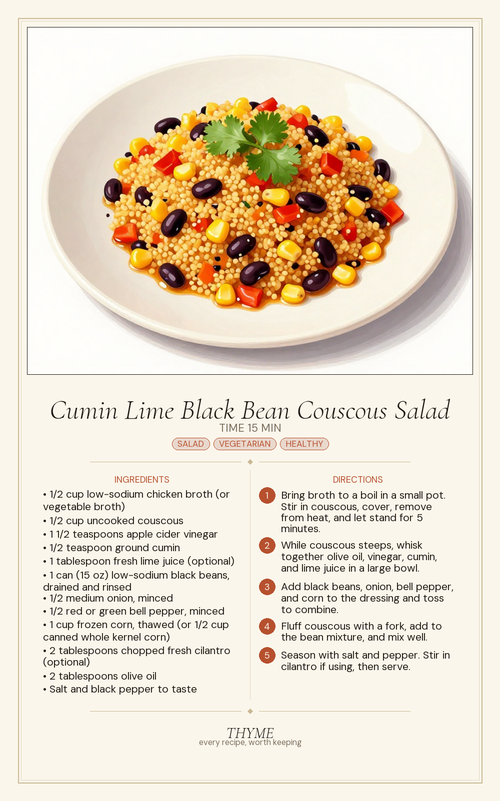 Cumin Lime Black Bean Couscous Salad