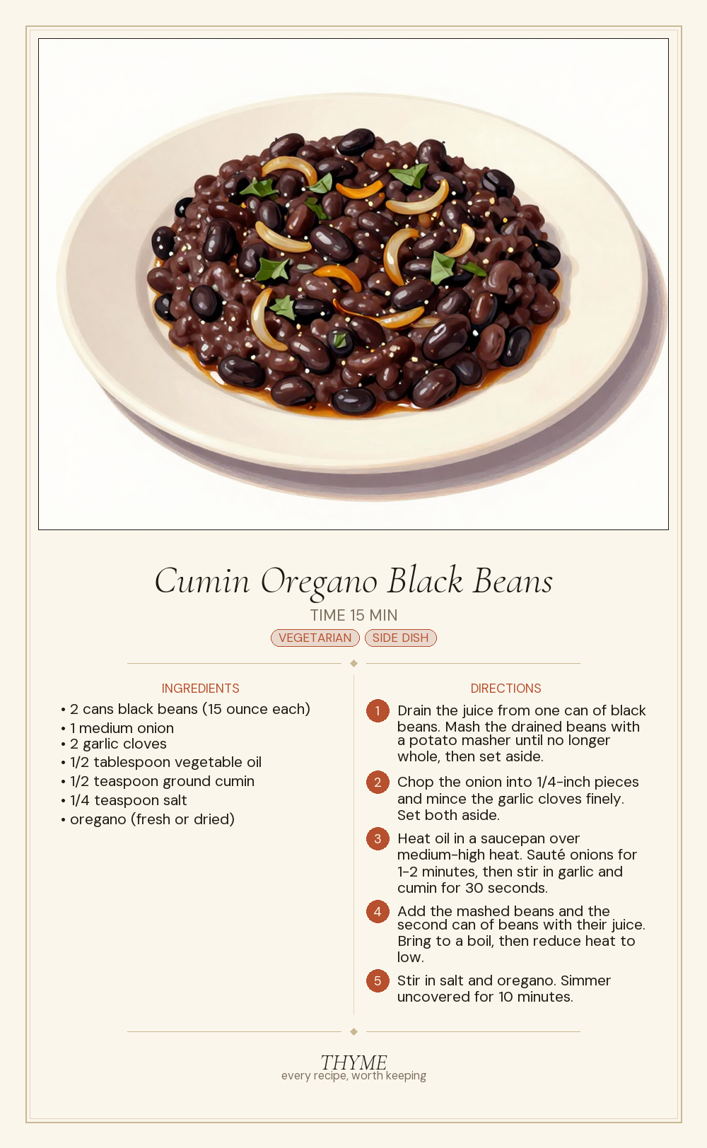 Cumin Oregano Black Beans