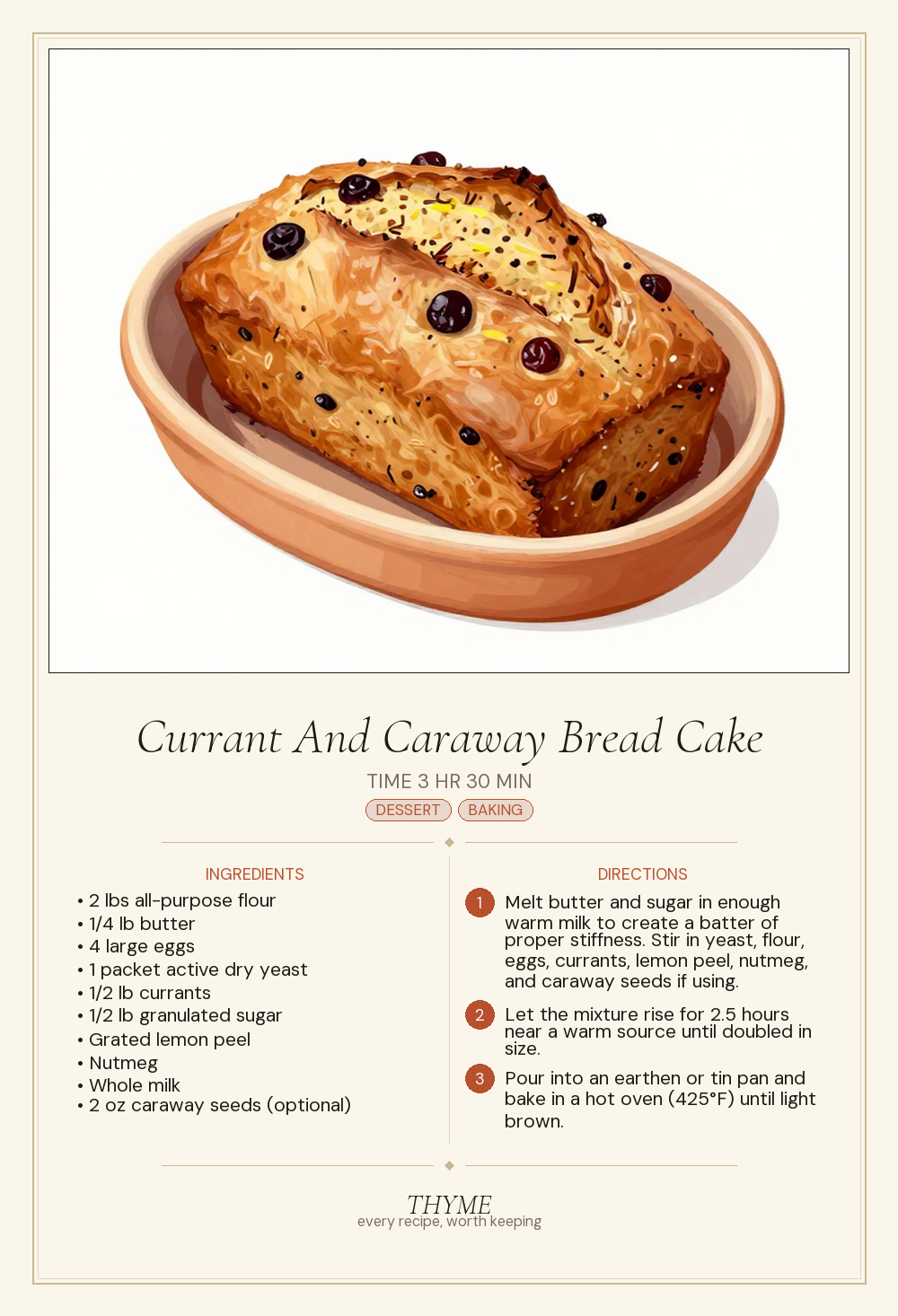 Currant And Caraway Bread Cake